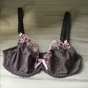 Fantasie Black and Pink Striped Bra, 34F